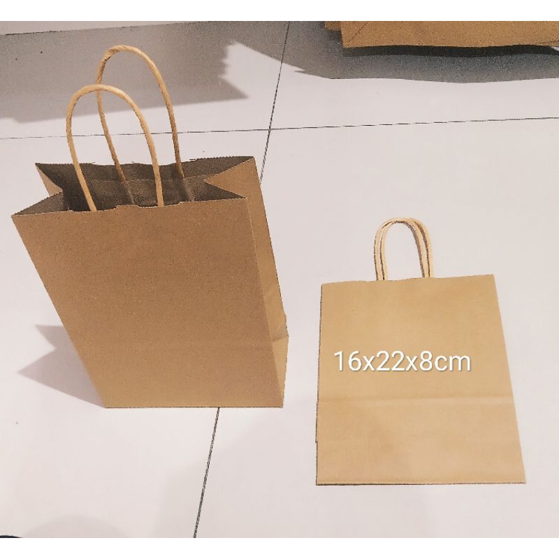 

Paperbag Coklat Polos Ukuran 16x22x8cm