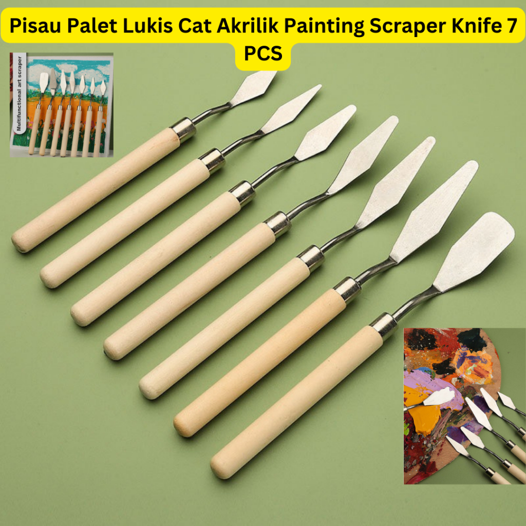 

Pisau Palet Lukis Cat Akrilik Painting Scraper Knife 7 PCS