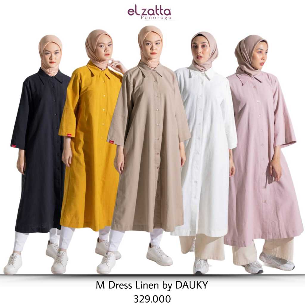 DAUKY MIDI DRESS M DRESS LINEN GAMIS MIDI PONOROGO