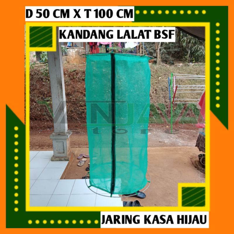 BSF Kandang lalat magot bsf bulat diameter 0.5 bahan kasa hijau siap pakai