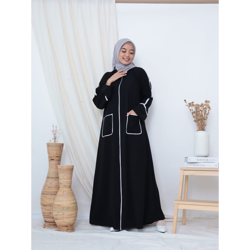 abaya remaja terbaru simple gamis murah jetblack