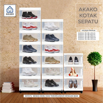 Rak Sepatu Plastik / Box serbaguna / Lemari Sepatu Bening Kotak Sepatu Akako - AKS