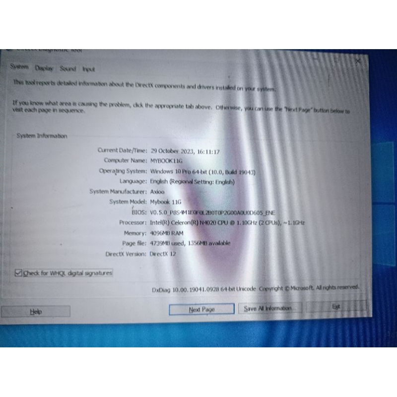 Notebook axioo mybook 11g seri baru