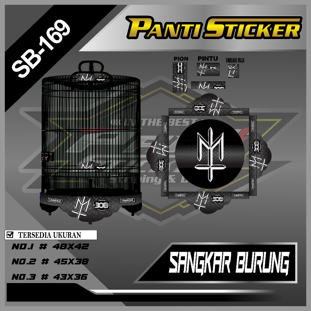 [ Anti Air ] Sticker Tebok Lovebird Pleci Helopet Motif KEREN Simple  - Decal Sangkar Burung Tebok V