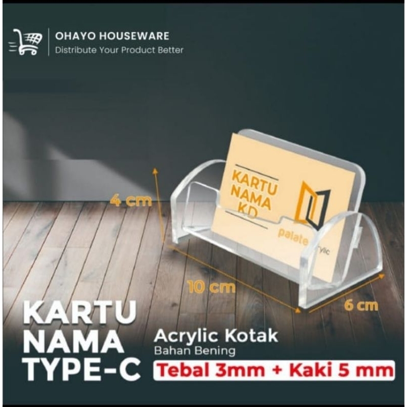 

AKRILIK KARTU NAMA TYPE C / ACRYLIC CARD HOLDER / 10×6×4CM / TEBAL 3MM
