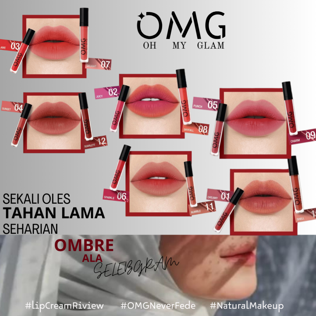 OMBRE TERMURAH  !!! OMG (OH MY GLAM) MATTE LIPCREAM ORIGINAL.