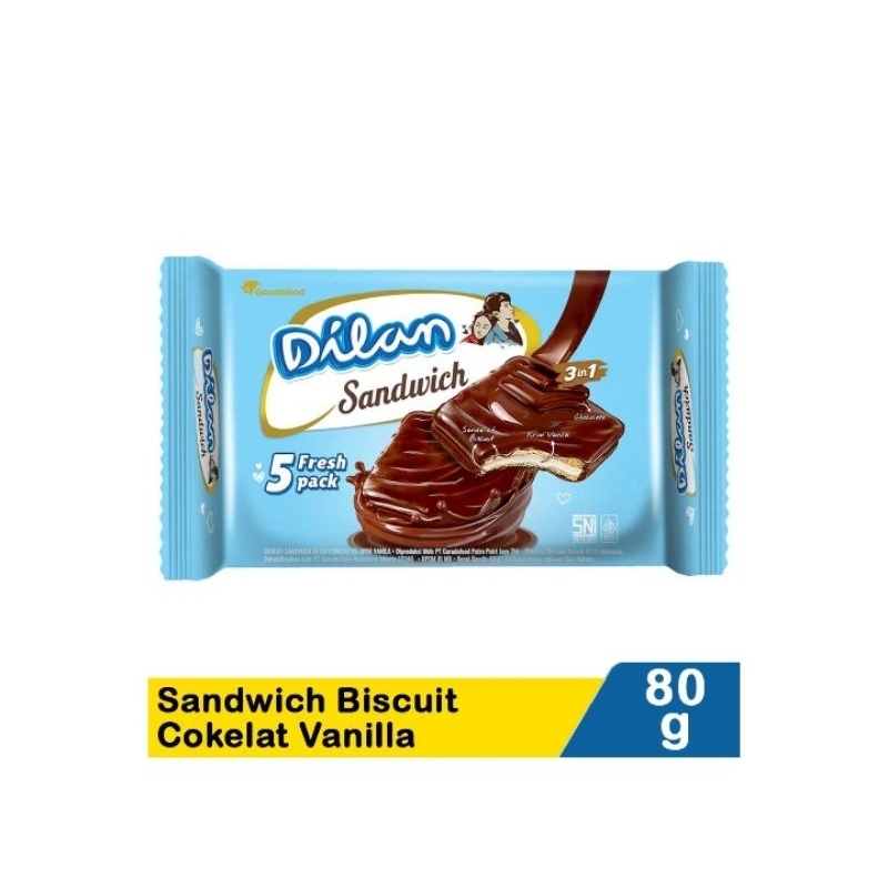 

Dilan Sandwich Biscuit Cokelat Vanilla 80G