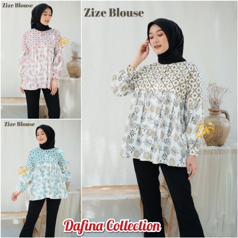 Zize Blouse Batik Wanita Baju Kerja Atasan Wanita Batik Kancing Depan
