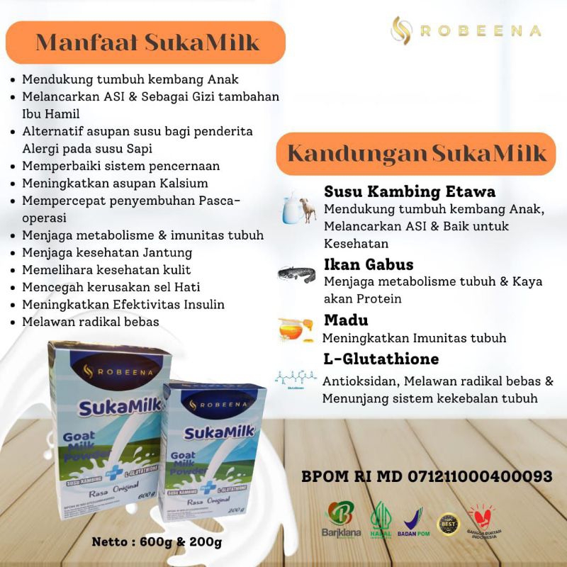 

Sukamilk Robeena / Susu Etawa with Glutathione