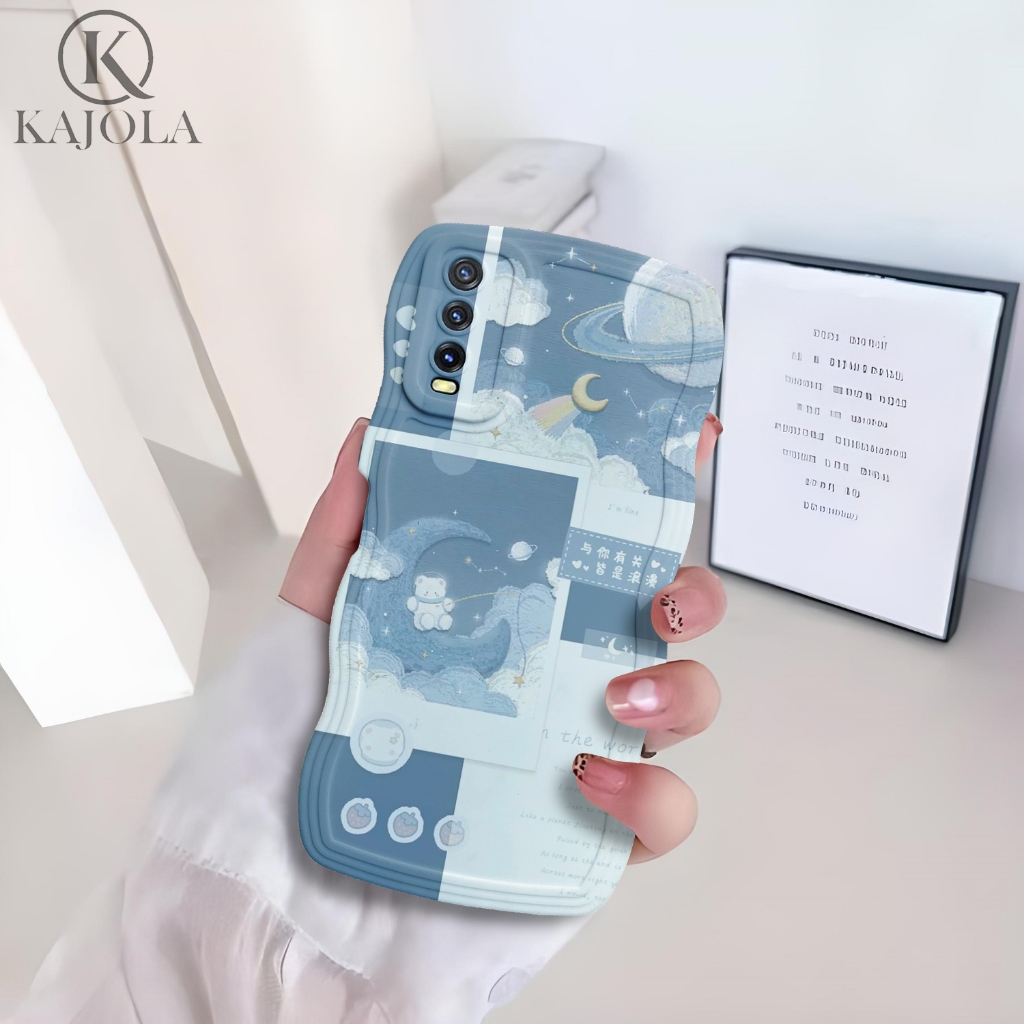 Case Gelombang VIVO Y20/Y12S Motif Aesthetic Bahan Softcase silicon Lentur - Skin / Casing Handpone 