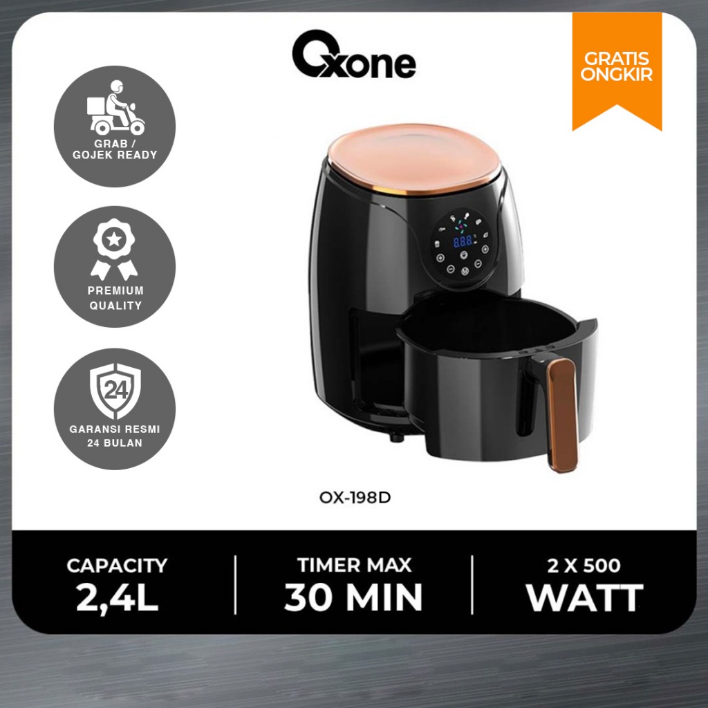 OXONE OX198D Digital Mini Air Fryer 2.4 Liter | FREE OX-618