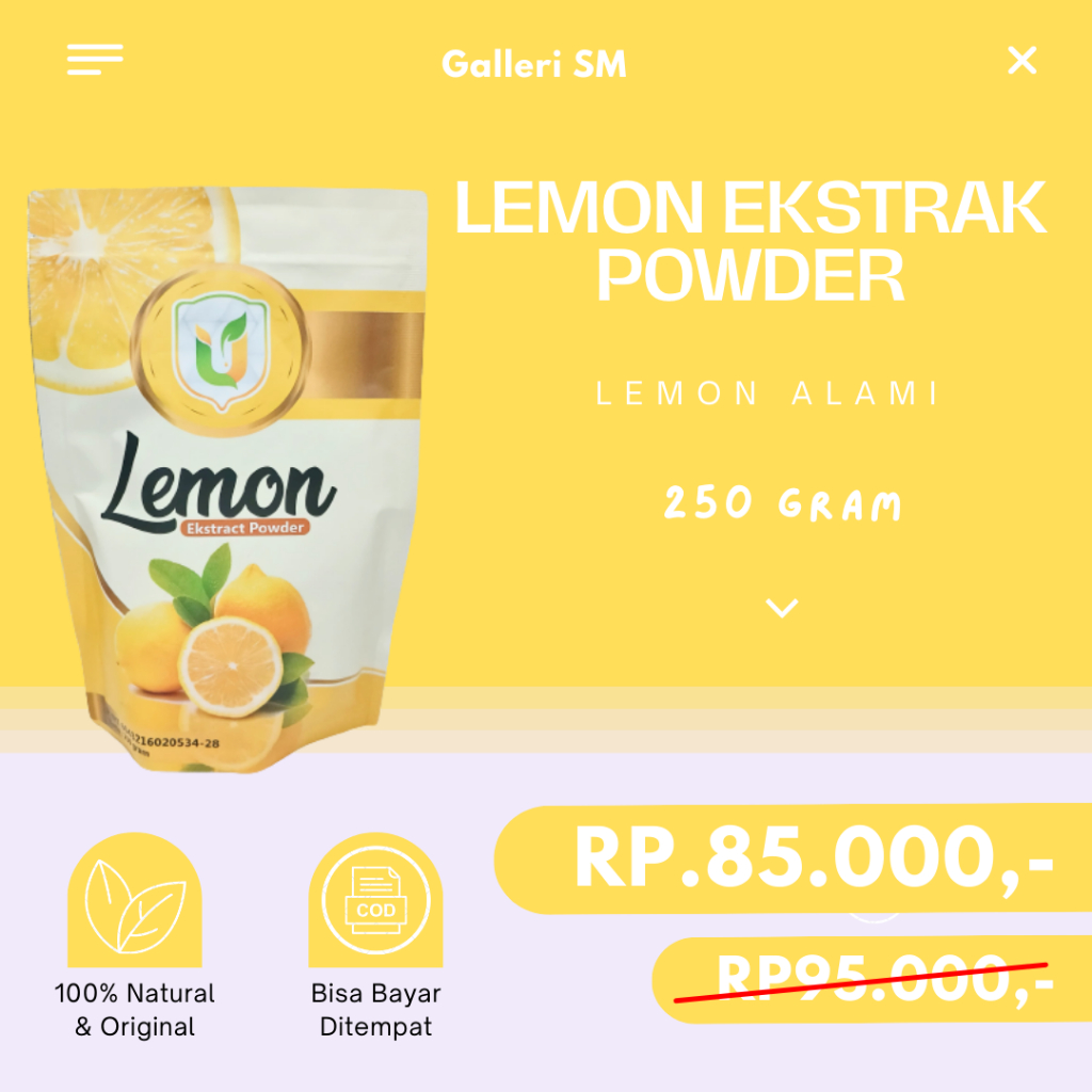 

Lemon Powder 250gr 100% Ekstrak Lemon Alami Asli Original