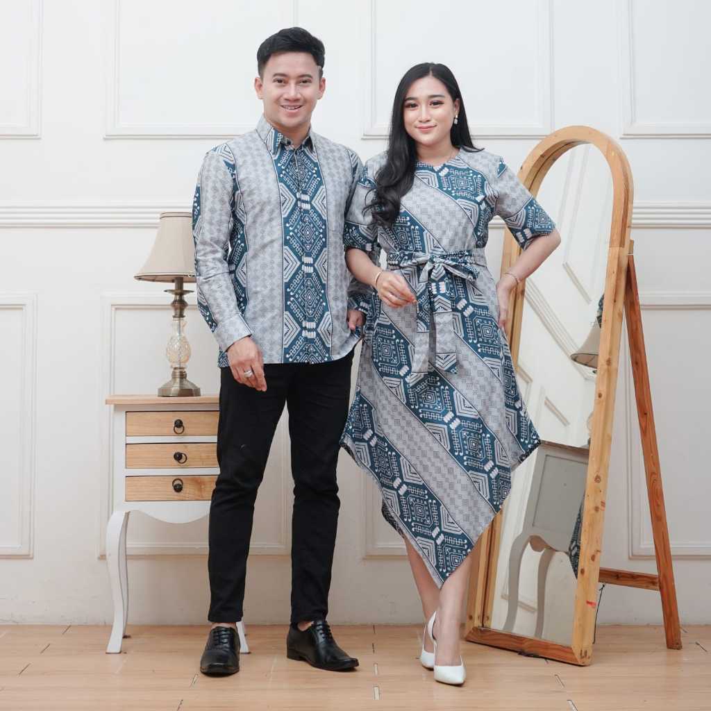 Batik Couple Modern Pasangan  Couple Songket Saphire  Baju Batik Couple  Sarimbit Couple