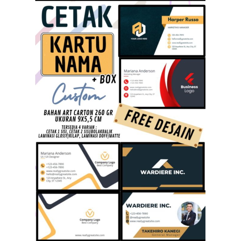 

Cetak Kartu nama 1 Sisi/2 Sisi Laminasi