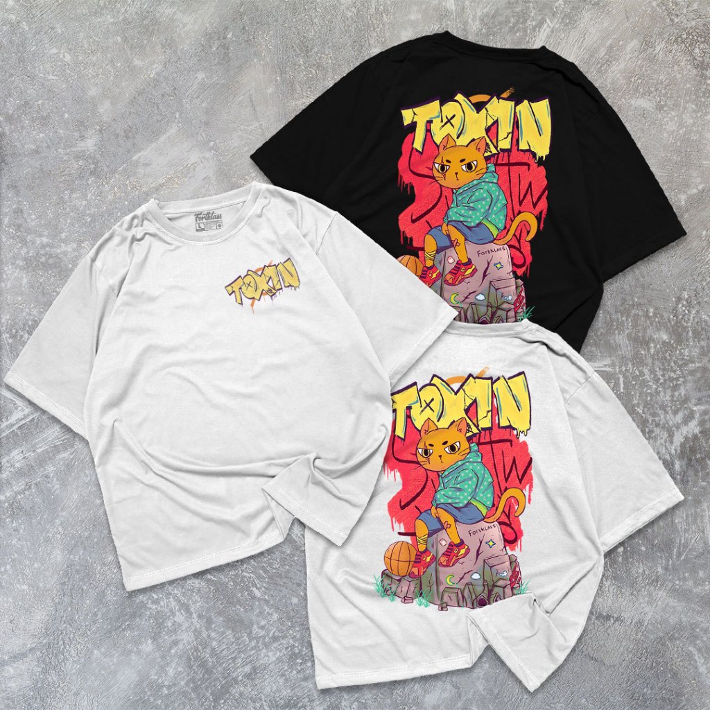 HipNop Kaos Oversize ORANGE CAT T-Shirt Cowok Premium Kaos Pria Lengan Pendek Jumbo