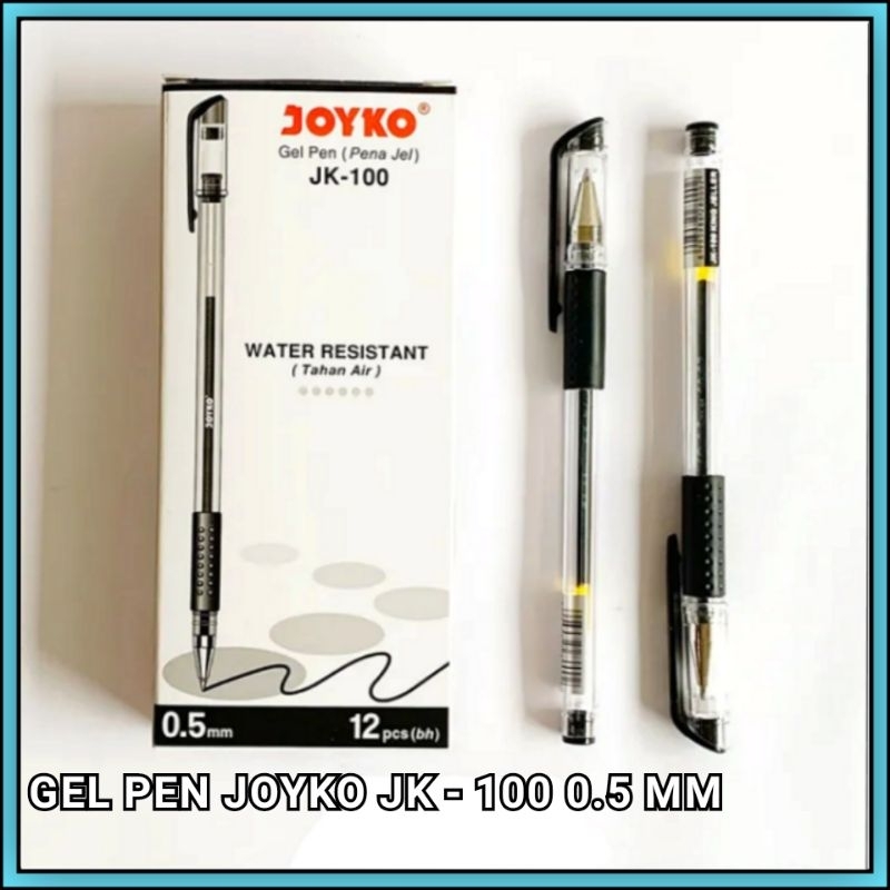 

1 Pak Pulpen Joyko Gel JK 100 Hitam 0.5 Mm Isi 12 Pcs