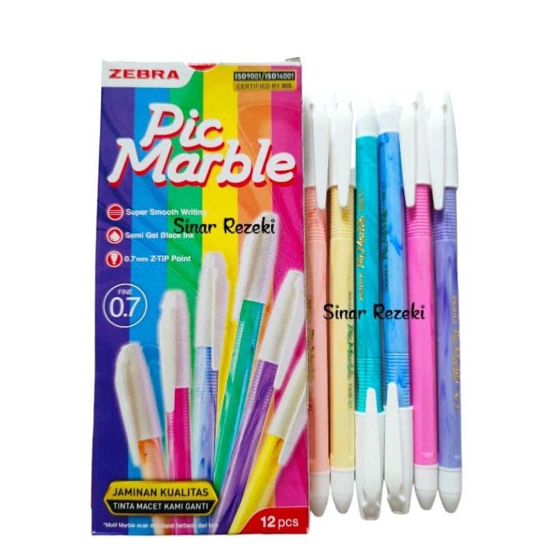 

12 buah!! Pena semi gel zebra pic marble/pulpen semi gel zebra/pena z-tip zebra