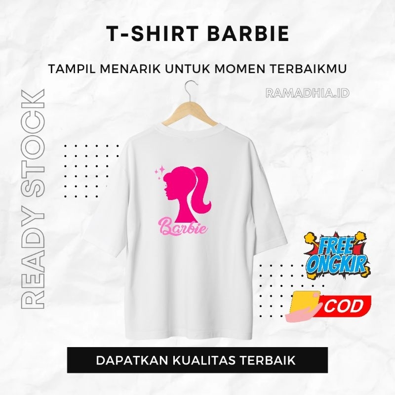 Baju Kaos Family Ibu Ayah Anak Couple Set Keluarga Bahan Cutton Combed Sablon Design Barbie