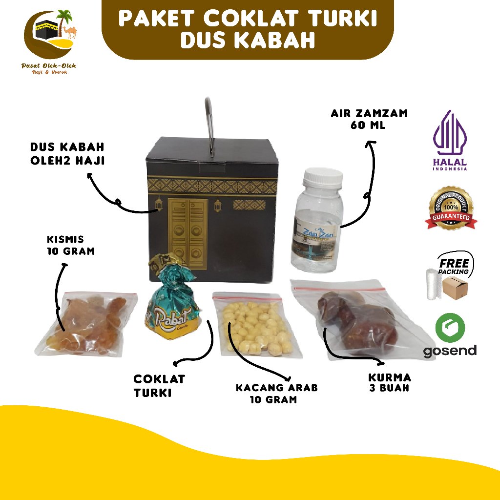 

paket hemat dus Ka'bah + kurma khalas + coklat turki oleh-oleh haji dan umrah