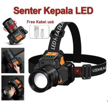 Senter Lampu Kepala HeadLamp Nyala Putih Kuning