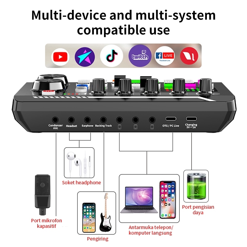 【Ready Stock COD】Soundcard Sound Card F998 Live Mixer Audio Broadcast Recording / Live Soundcard f998 Soundcard f998 Mixer Audio Broadcast Recording