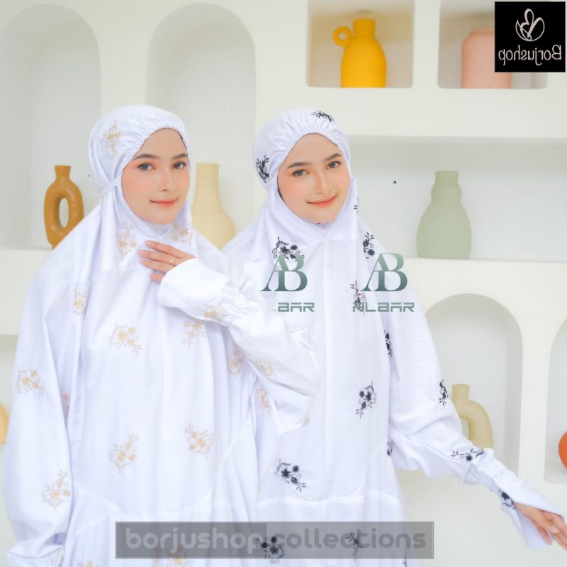 Mukena Terusan Bordir Daily Serut Tropical Noah Mukenah Dewasa Terusan Bordir Putih