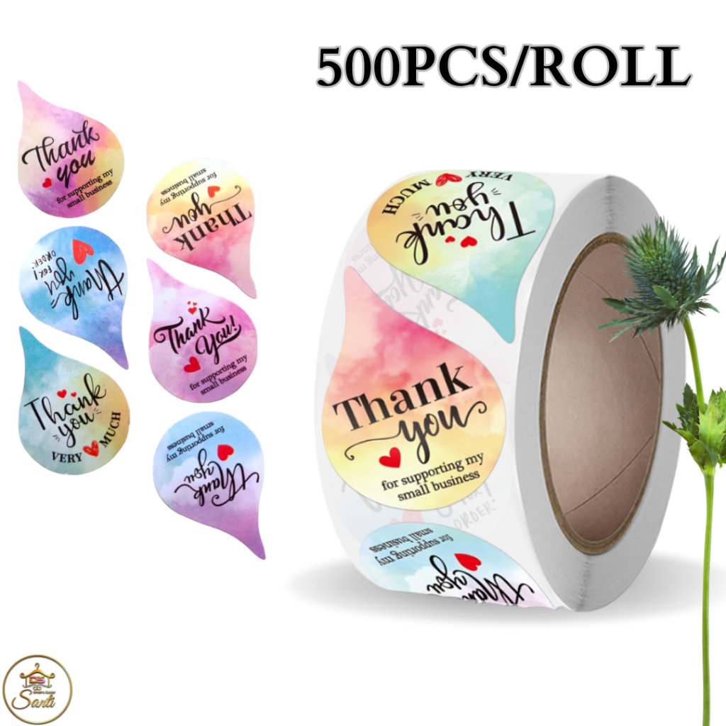 

1 ROLL 500 Pcs Stiker Label Thank You Sticker Bulat 2.5cm/1INCH