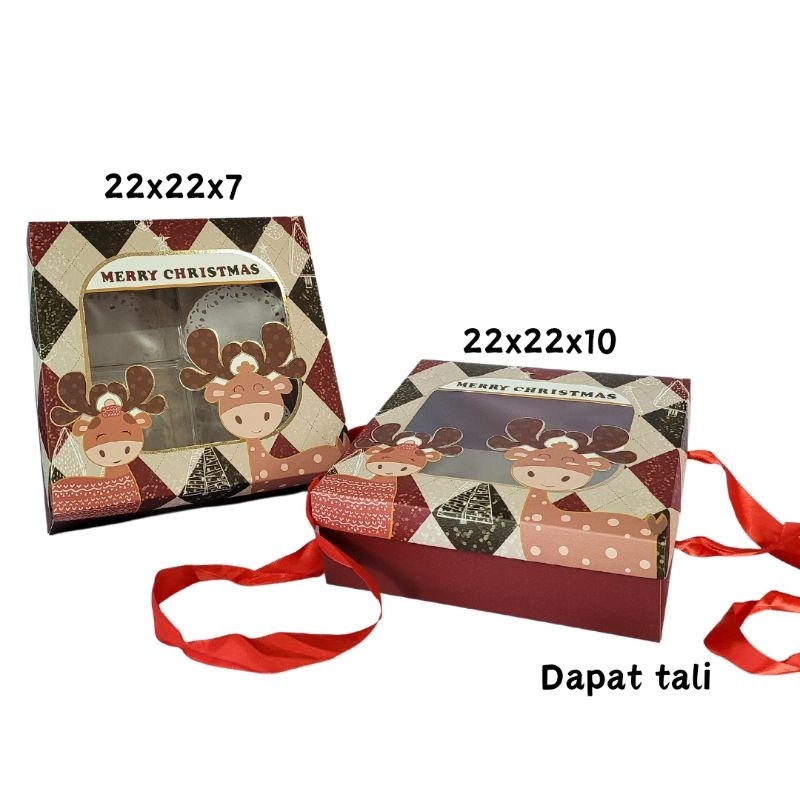 10 PC BOX KUE KOTAK KUE HAMPERS NATAL CHRISTMAS IVORY 22x22x7 22x22x10 22x22 cm BOX TOPLES