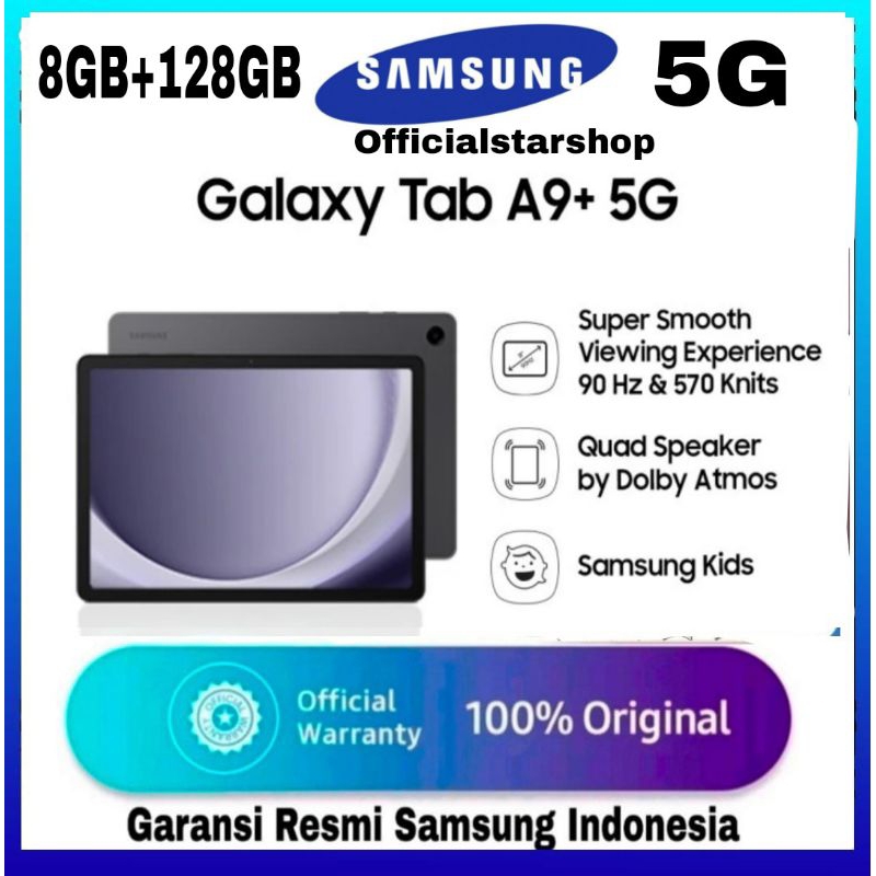 SAMSUNG GALAXY TAB A9 PLUS 5G 8GB/128GB GARANSI RESMI SAMSUNG INDONESAI SEIN - Samsung Tab A9+