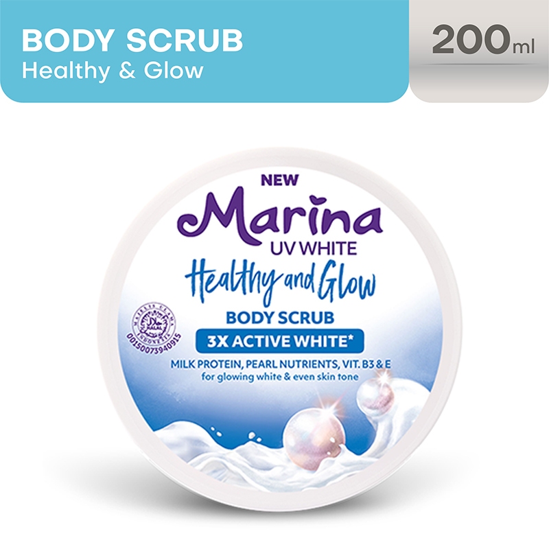 Marina UV White (Pink/Biru) Body Scrub Healthy & Glow 200ml // Marina UV White Healthy Glow Bright F