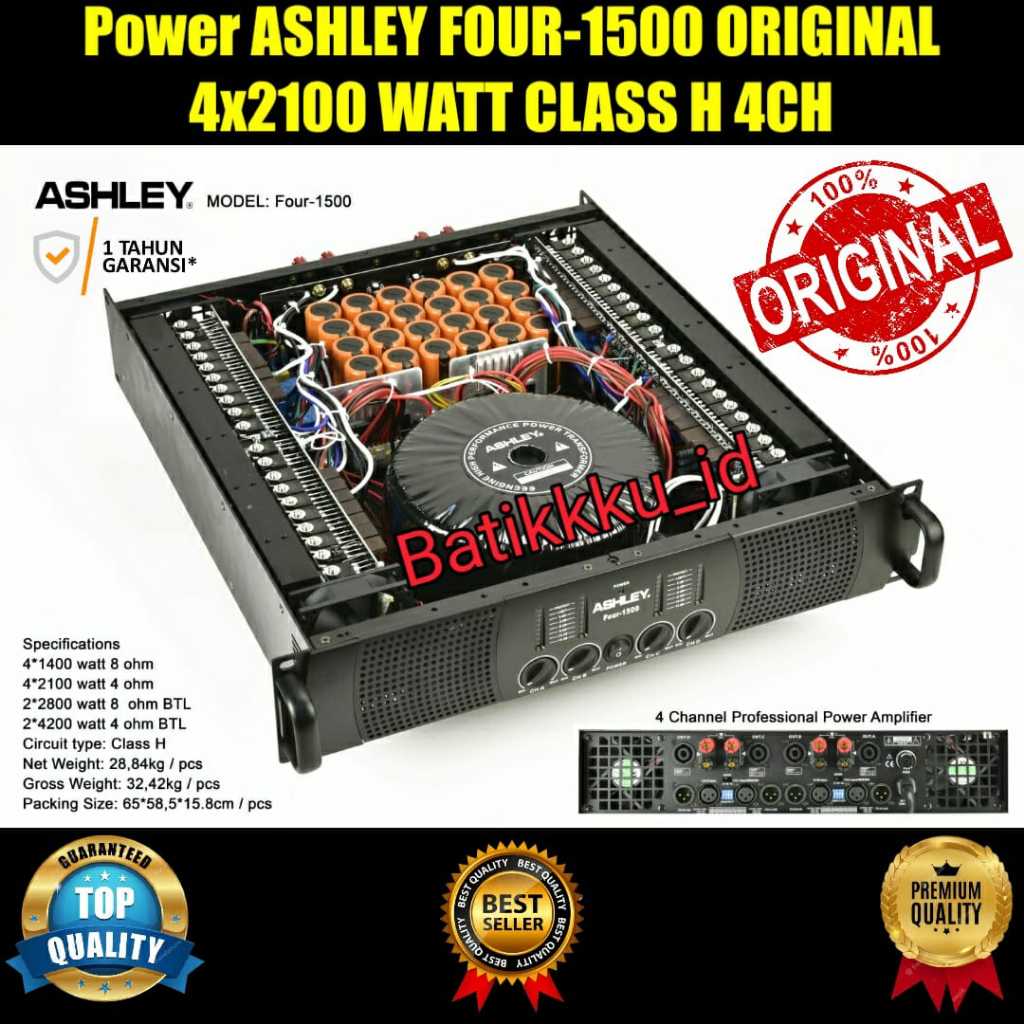 Power ASHLEY FOUR 1500 FOUR1500 ORIGINAL 4x2100 WATT CLASS H 4CH