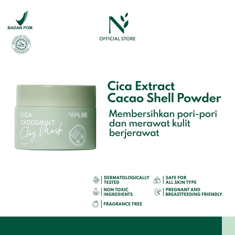 NPURE Chocomint Clay Mask / Masker Anti Jerawat Komedo / Masker Kulit Berminyak