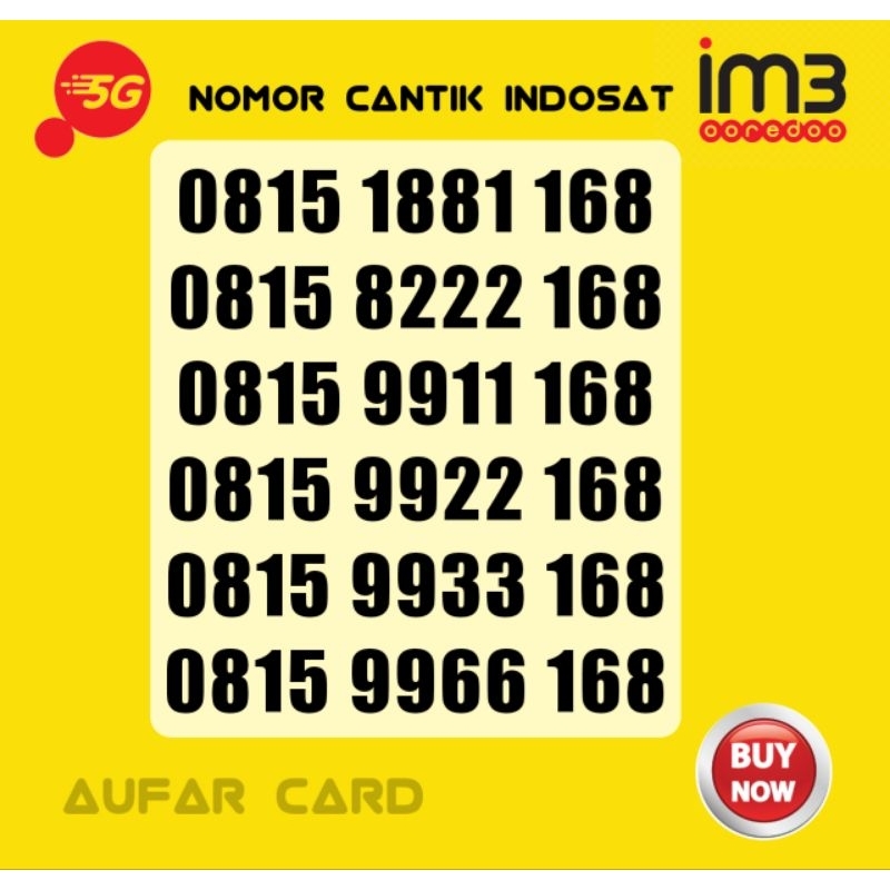 Nomor Nomer Cantik Indosat 168 Im3 168 Hoki 168 168 11 Digit dan 12 digit AABB 168 ABAB 168 AAA 168 