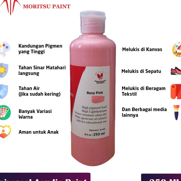 

➡✷ Cat Lukis Akrilik Moritsu Premium 250ml - Moritsu Premium Acrylic Paint 250ml