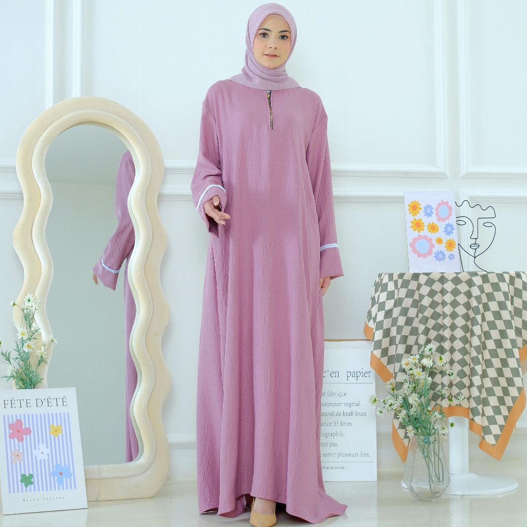 GARANSI Gamis Abaya Basic Hitam Putih Bersih Polos Syari Wanita Muslim Busui 2025