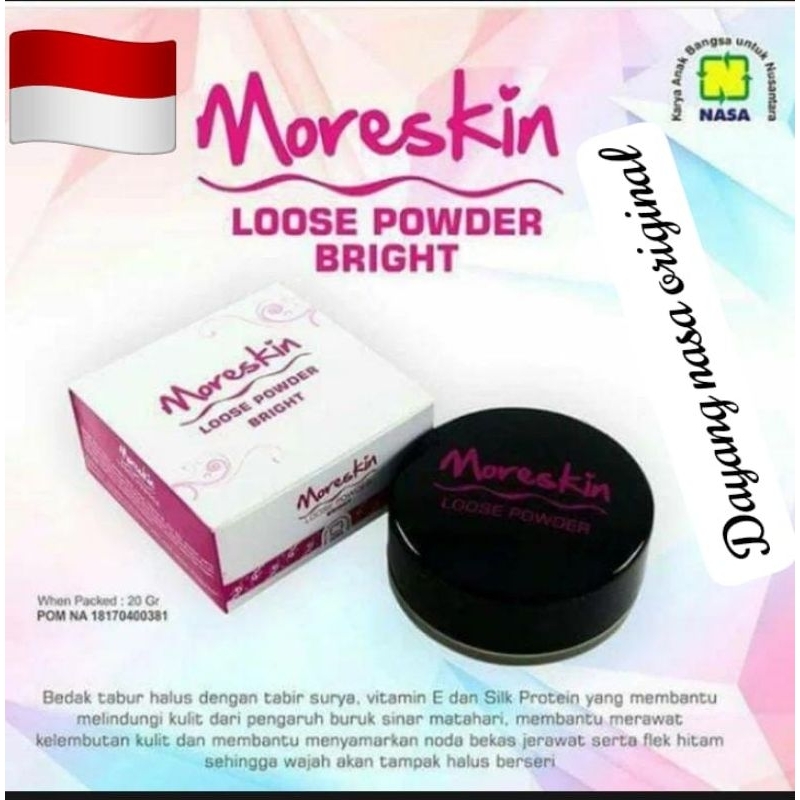 moreskin loose powder nasa ori bedak tabur nasa cocok untuk kulit berminyak