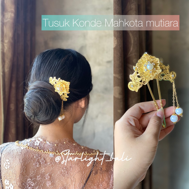STARLIGHT BALI - Tusuk Konde Mahkota Permata Mutiara / Aksesoris Hairdo Wanita