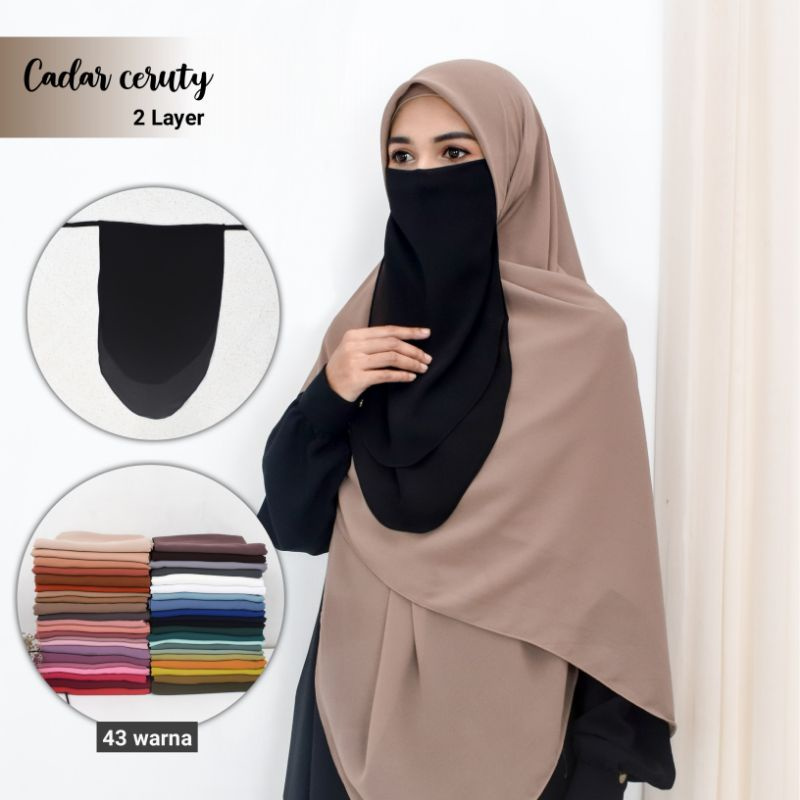 niqab Cadar Ceruty Babydoll 2 layer cadar tali ceruty