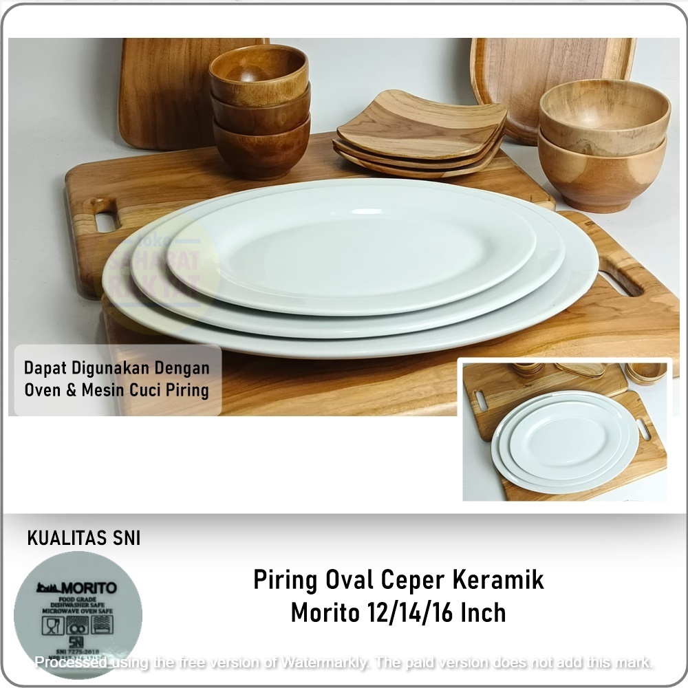 Piring Saji Oval Ceper Piring Oval Resto Keramik Morito 14 Inch/35cm