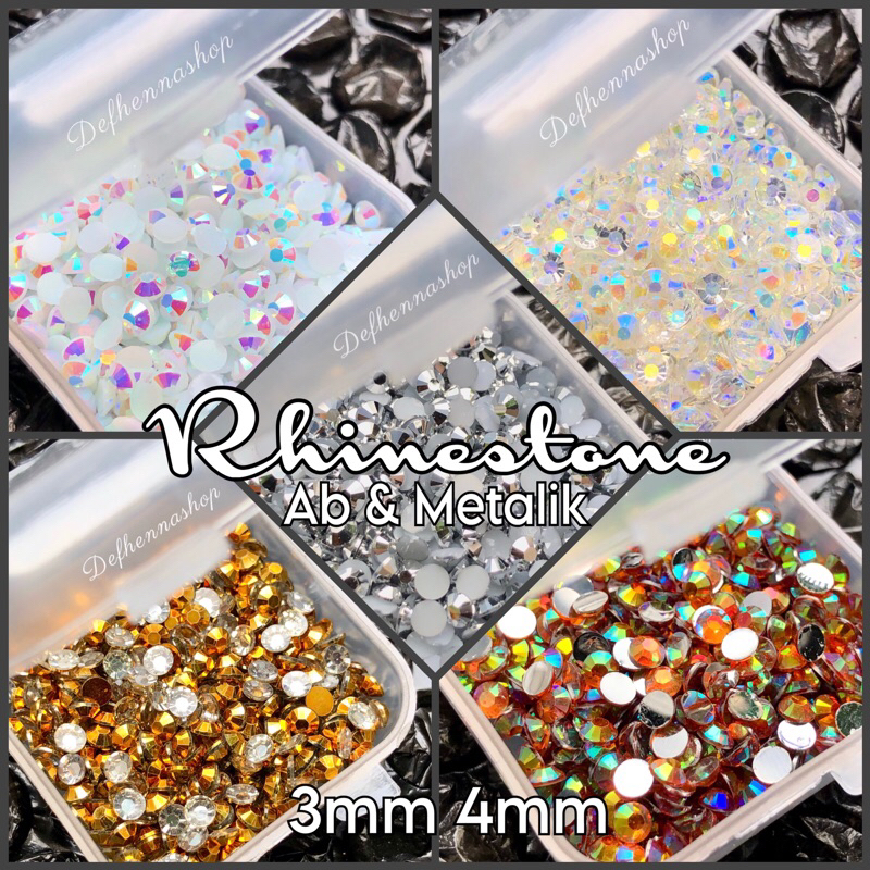 RHINESTONE AB & Metalik 3mm 4mm rhinestone Henna