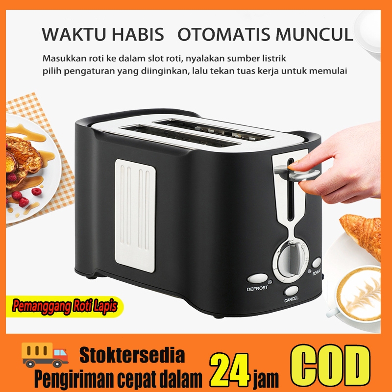 Mesin pemanggang roti, pemanggang sandwich, dan mesin sarapan multi fungsi, semuanya dalam ukuran mini yang terbuat dari stainless steel