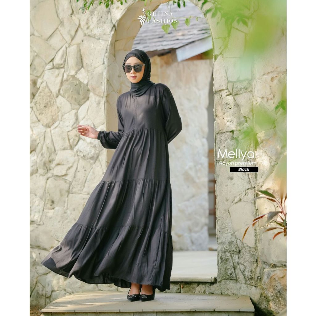 Dress Ghiina Fashion Ori Melly Dress Rayon Premium Motif Polos Yessana Hijab Bergo Ejamas Store