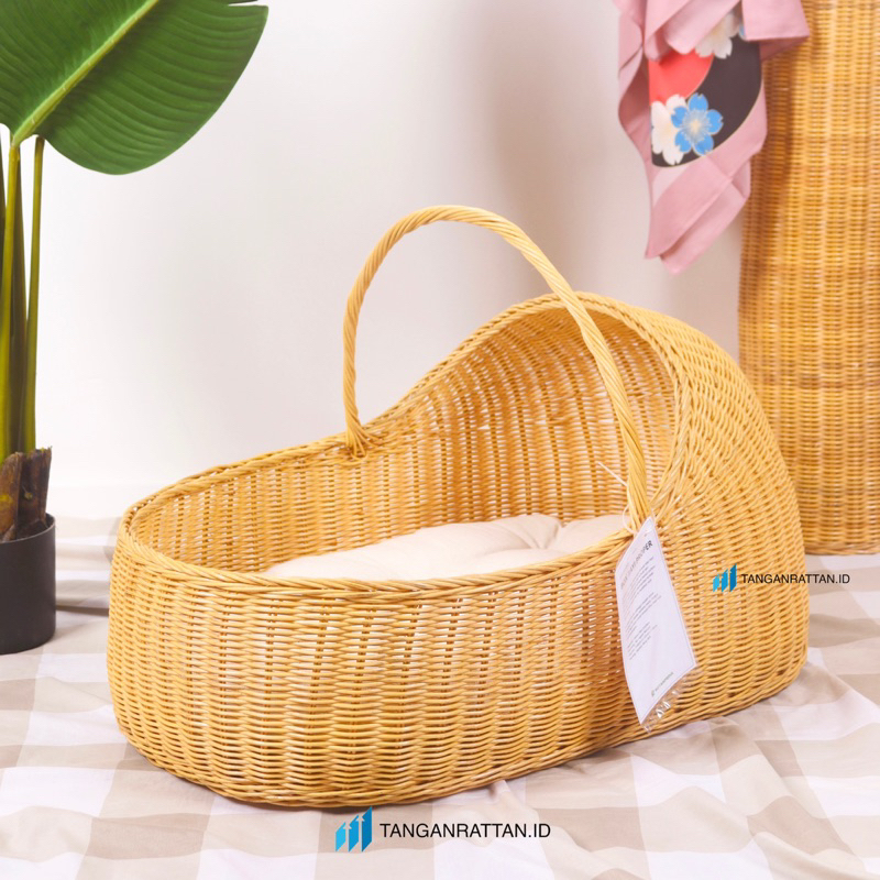 Keranjang Tempat Tidur Bayi Anyaman Rotan Dengan Kasur Bantal - Baby Property - Box Bayi Preloved Ro