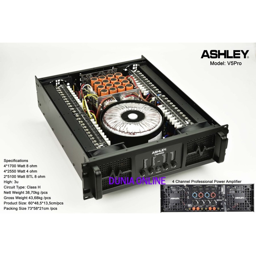 Power Ashley V5 PRO Original Amplifier Ashley V5PRO 4 Channel