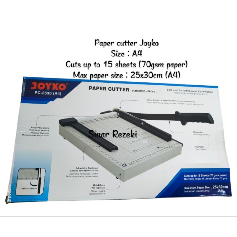 

1 buah!! Paper cutter A4/pemotong kertas A4 joyko/pemotong kertas 70gsm