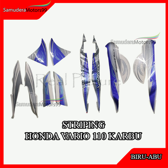 Striping Honda Vario 110 Karbu Lama BIRU ABU / Stiker Motor Honda Vario 110 Karbu Lama BIRU SILVER