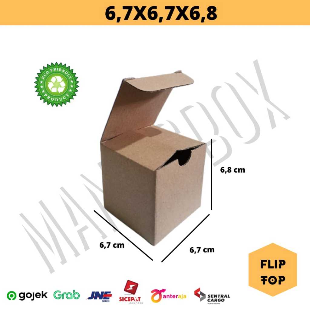 

Kardus packing / box / kemasan / packaging / bungkus model Fliptop slap-slip Uk. 6,7x6,7x6,8 cm polos bahan coklat untuk rubik, hadiah, kotak