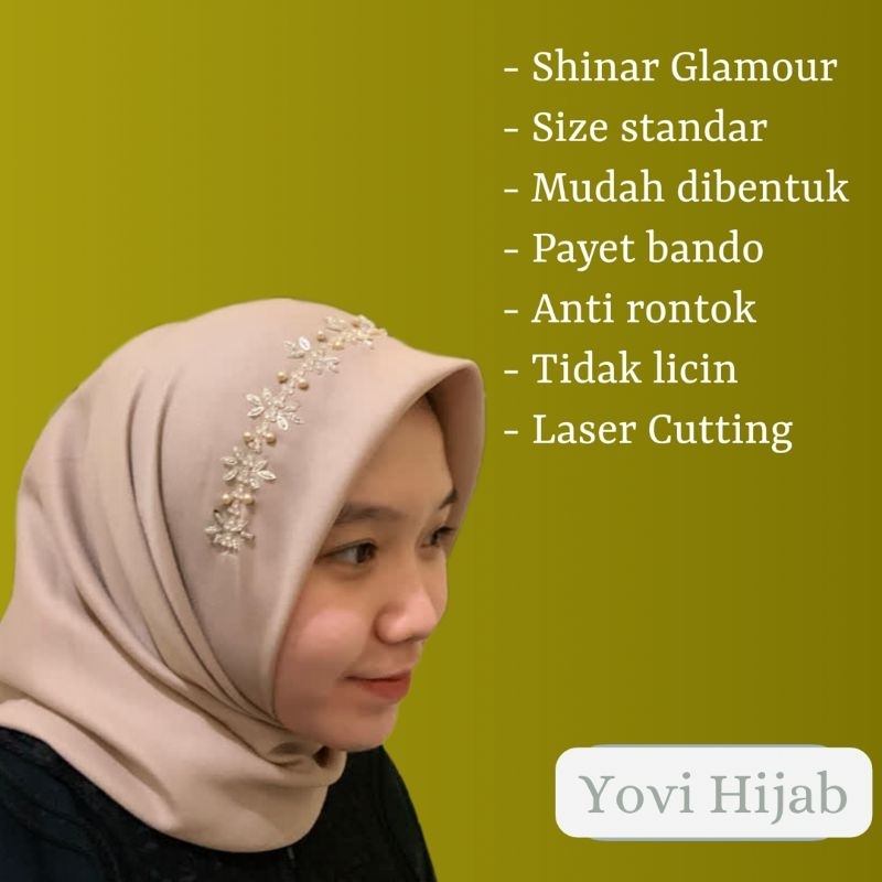 Hijab Segi Empat Payet Mahkota Sinar Glamour / Kerudung segiempat pesta laser cut