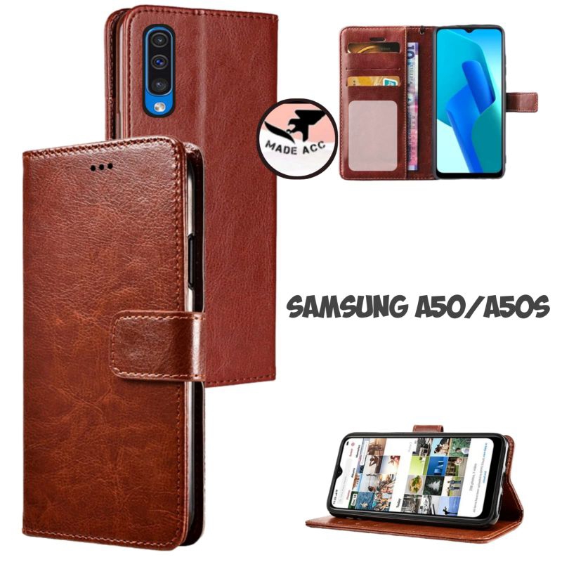 SAMSUNG A50 / A50S casing dompet flip cover leather case kulit premium