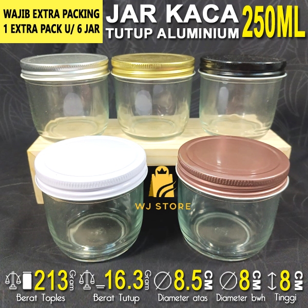 JAR KACA 250ML TUTUP ALUMINIUM / RELGASS 250ML TUTUP ALUMINIUM